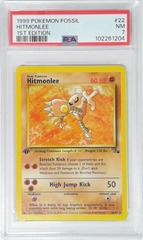 V1838: 1999: Hitmonlee: 22/62: 1ST Edition: Fossil: PSA: 7: NM: 102261204
